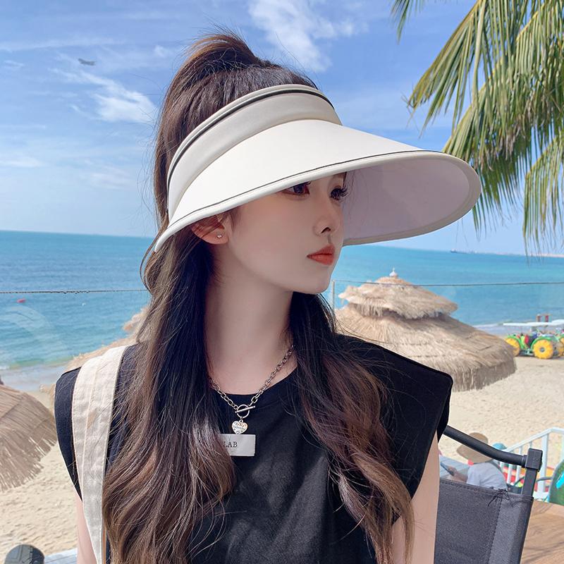 Hat female empty top sun protection hat travel summer UV protection cycling vacation seaside sun hat female
