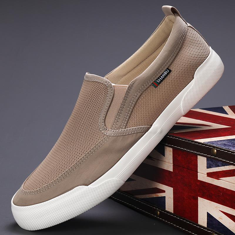 Men'S Shoes Trendy Fashion Comfortable Flat Baseplate Shoes Flat Sole One Pedal Canvas Shoes