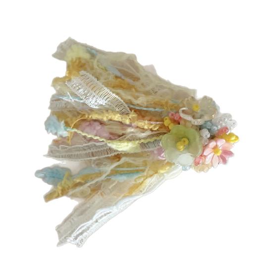 

Girl Hairpin Three-Dimensional Flowers Bead Embellishments Hair Pin Mesh Tassels Strong Grip Hair Clip Hair Styling Tool жёлтый