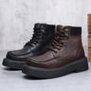Light luxury high-end Martin boots men's winter fashion trend versatile short boots thick-soled heightening tooling boots high-top leather shoes