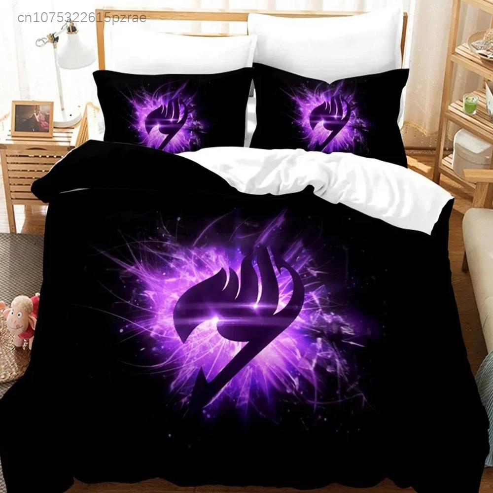 Anime Fairy Tail Natsu Juego de Cama Funda Nórdica Dormitorio Fundas de Edredón Individual Doble King Size Funda de Edredón Textil para el Hogar