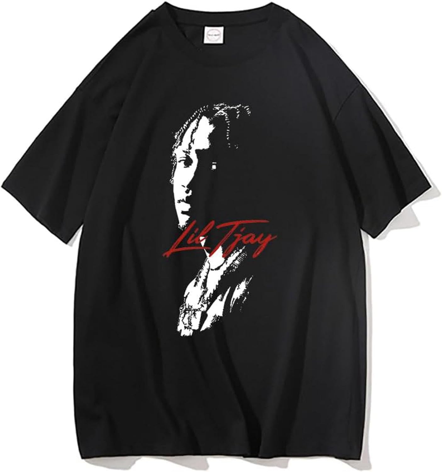 Lil Tjay Rapper Mens Black T-Shirt Graphic Tee Printed Unisex Black S чёрный