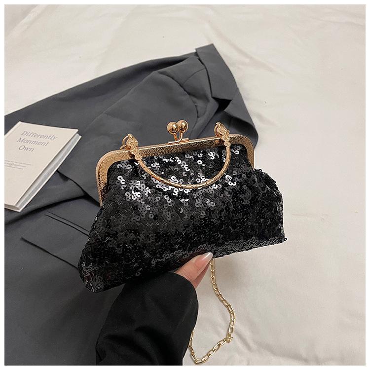 2025 New Dinner Bag Fashion Celebrity Clutch Bag One Shoulder Oblique Span Bag Versatile Sequin Bag Women's Small Handbag
