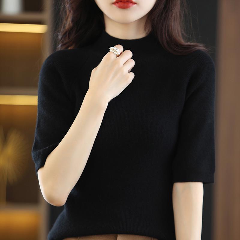 

Женский свободный трикотажный свитер с полуводолазкой и рукавами средней длины на весну и осень XXL