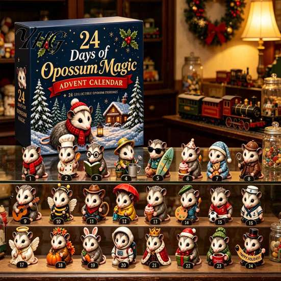 Holiday Gift for Kids Friends 2026 Christmas Advent Calendar, 24-Day Acrylic 2D Ornament Set with Blind Box Animal Figures, Tree Hanging Decor,