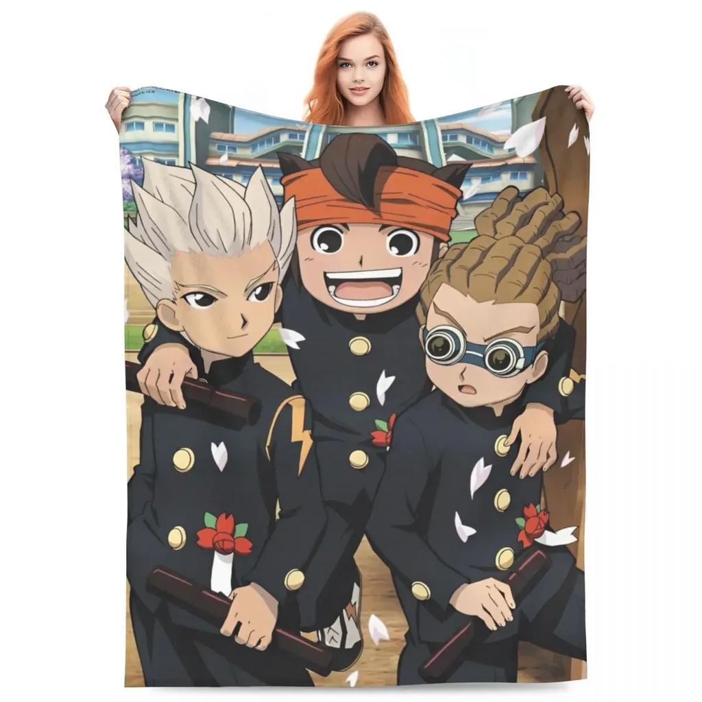 Inazuma Eleven Decken Flanell Textil Dekoration Videospiel Sportspiel Atmungsaktiv Weich Überwurfdecken für Zuhause Reise Steppdecke