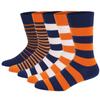5Pairs Mens Fun Dress Socks Pattern Funny Socks Pack Colorful Striped Combed Cotton Novelty Socks Cool Breathable Casual Socks