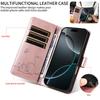 Embossed Butterfly and Cat Flip Case with 3 Card Slots and Stand for iPhone/Samsung/Xiaomi Redmi PU Leather Phone Wallet Case with Hand Strap