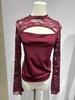 Sexy Lace Panel Long Sleeve T Shirt For Women Summer Streetwear Chic