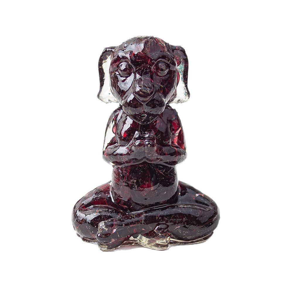 Zen Sitting Dog Resin Art Desk Decor Handmade Crystals For Meditation Gift