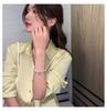 Korean Style Adjustable Freshwater Pearl & Zircon Beaded Coin Bracelet