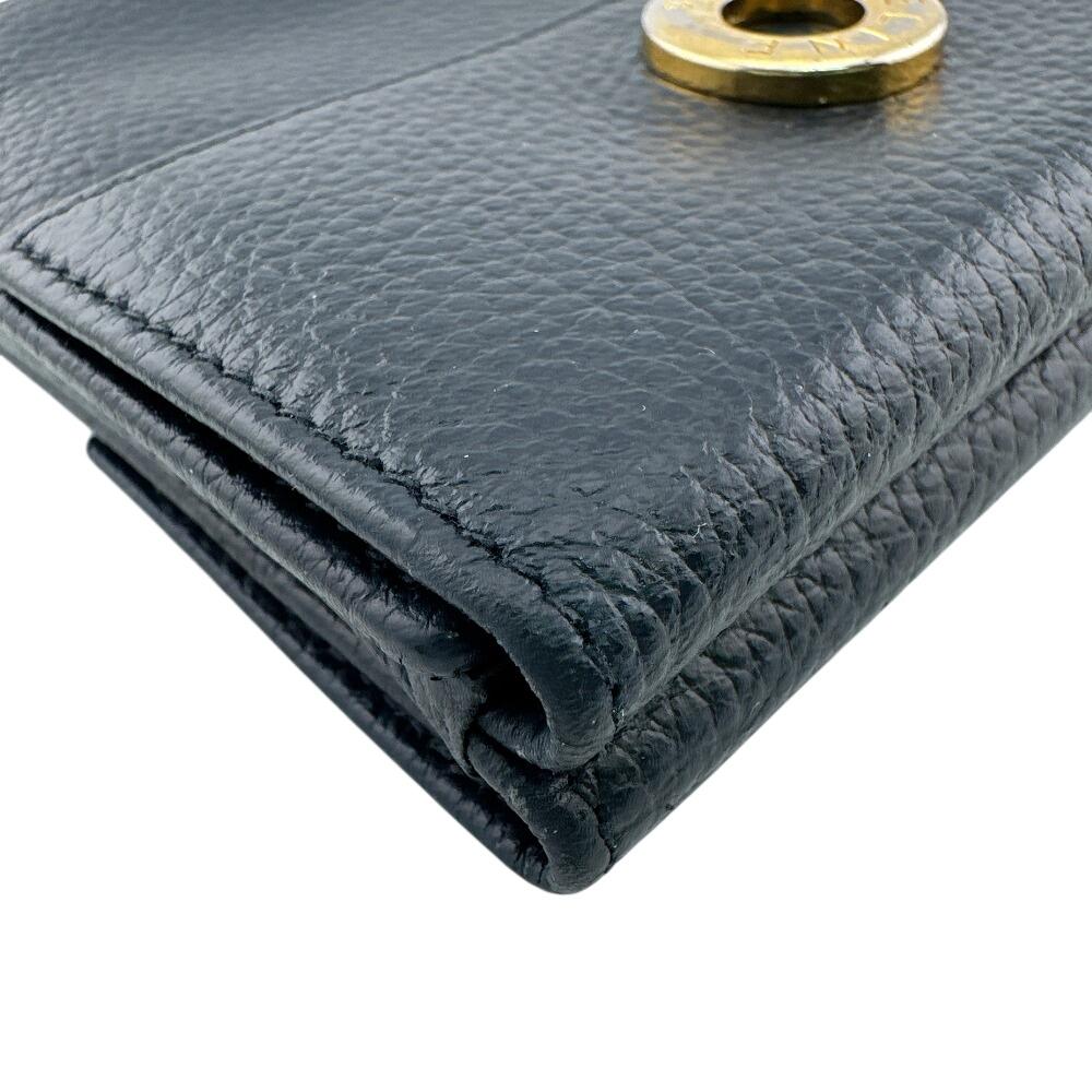 CELINE Circle logo leather Tri-fold wallet Navy leather Used