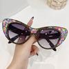 Vintage Oversized Cat Eye Sunglasses Women Luxury Designer Punk Sexy UV400 Protection Diamond Cake Sugar Shades