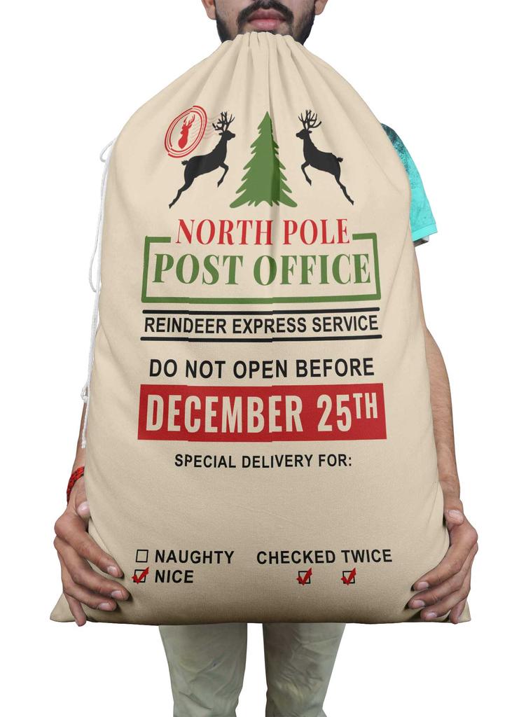 Printtoo Pack Of 2 Pcs Xmas Presents Storage Bags Large Santa Gift Sack With Drawstring Christmas Party Favor 27x20 Inch