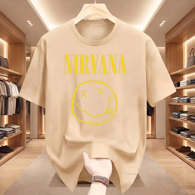 Nuova T-shirt Unisex Nirvana Rock Band 100% Cotone Stile Hiphop Unisex e Unisex Oversize Y2K Tee Casual Larga per Esterno Strada
