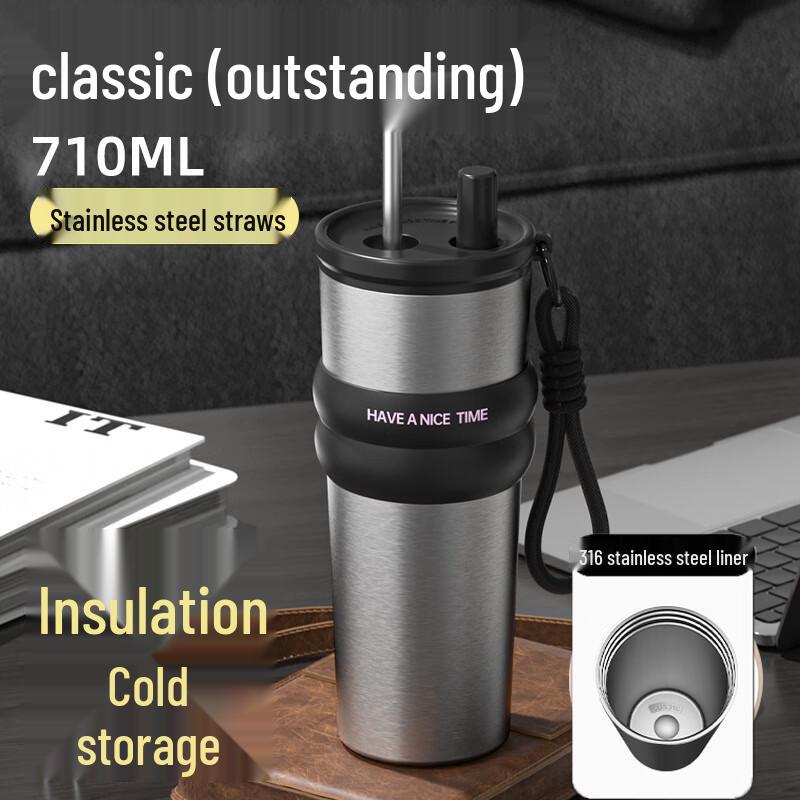 

Ізольована кавова чашка з нержавіючої сталі 316 зі straw - 710 мл