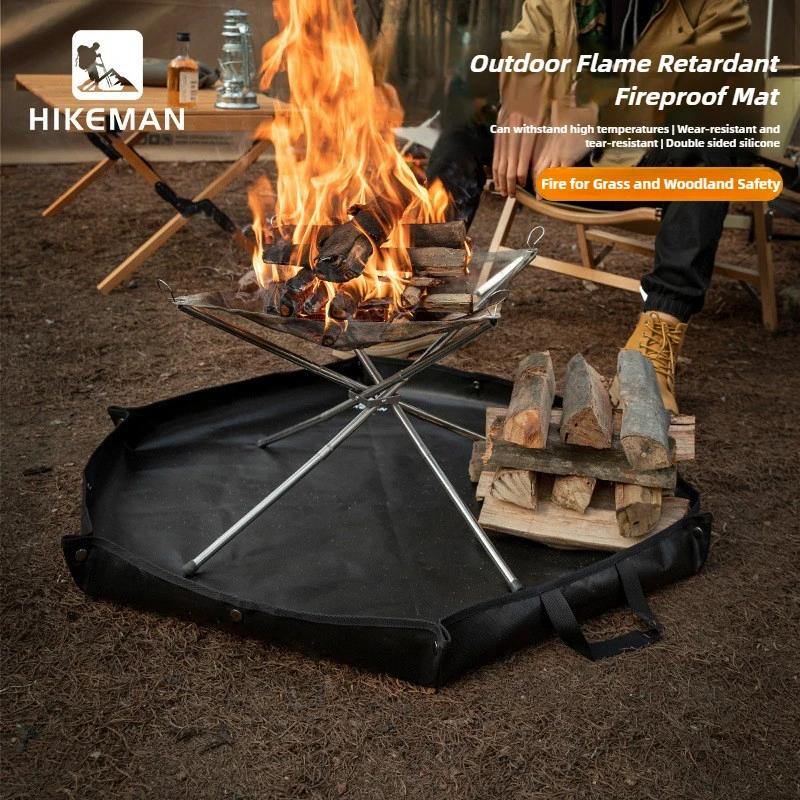 Camping Fire Pit Mat Hexagonal Foldable Heat Resistant Pad Wood Stove Floor Protector Flame Retardant Insulation for Tent RV Out