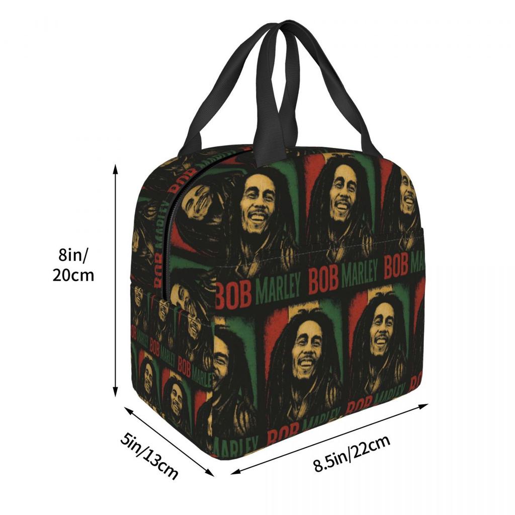 Bob Marley Album Musique Reggae Style Jamaïcain Sac Repas Isotherme pour Femmes Glacière de Bureau Boîte Thermique Alimentaire Sac Tote Sacs Repas