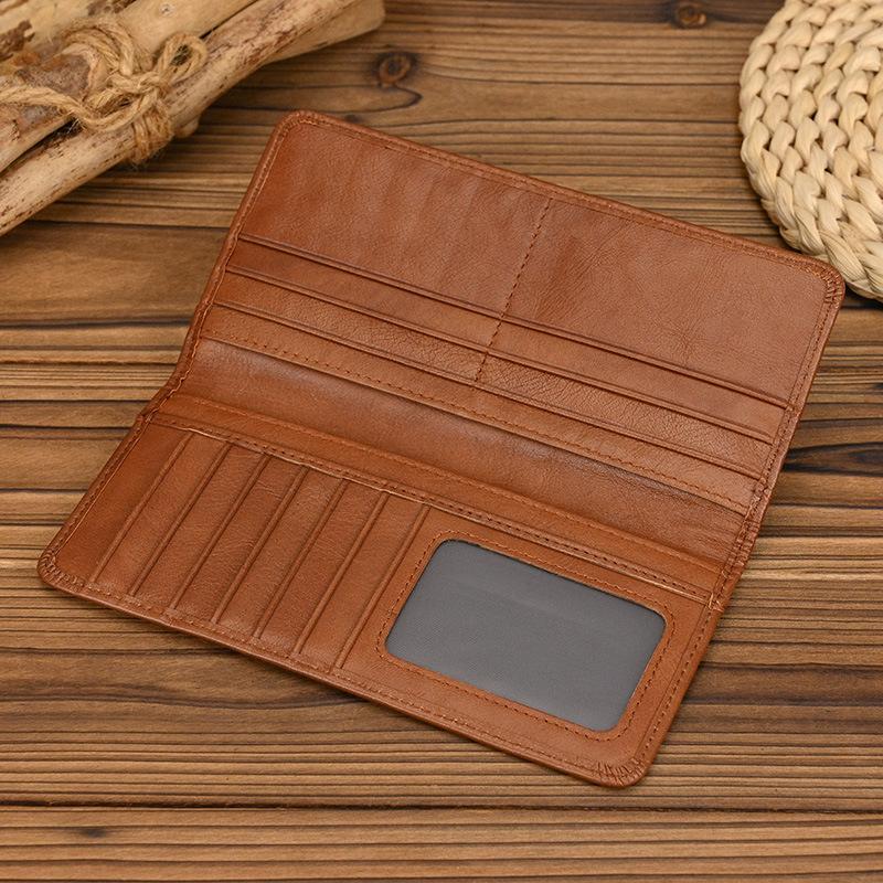 Men's Long Wallet, Genuine Leather Wallet with Multiple Card Slots, Wallet Clip with Layered Cowhide, 20% Discount Wallet, Popular Card Bag
