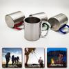 Stainless Steel Water Bottle with Carabiner Handle Metal Cup 220ml/7oz Suitable for Outdoor Sports Camping Hiking Mountaineering