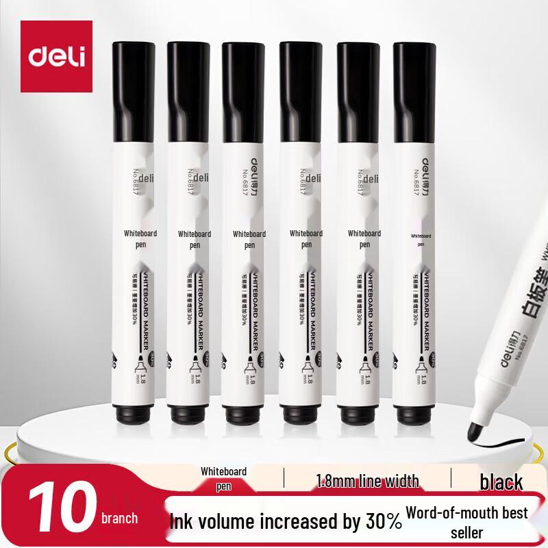 Deli Thick Tip Erasable Whiteboard Markers чёрный