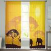 African Elephant Forest Tree Silhouettes Sheer Curtains for Living Room Tulle for Windows Voile Yarn Short Bedroom Curtains
