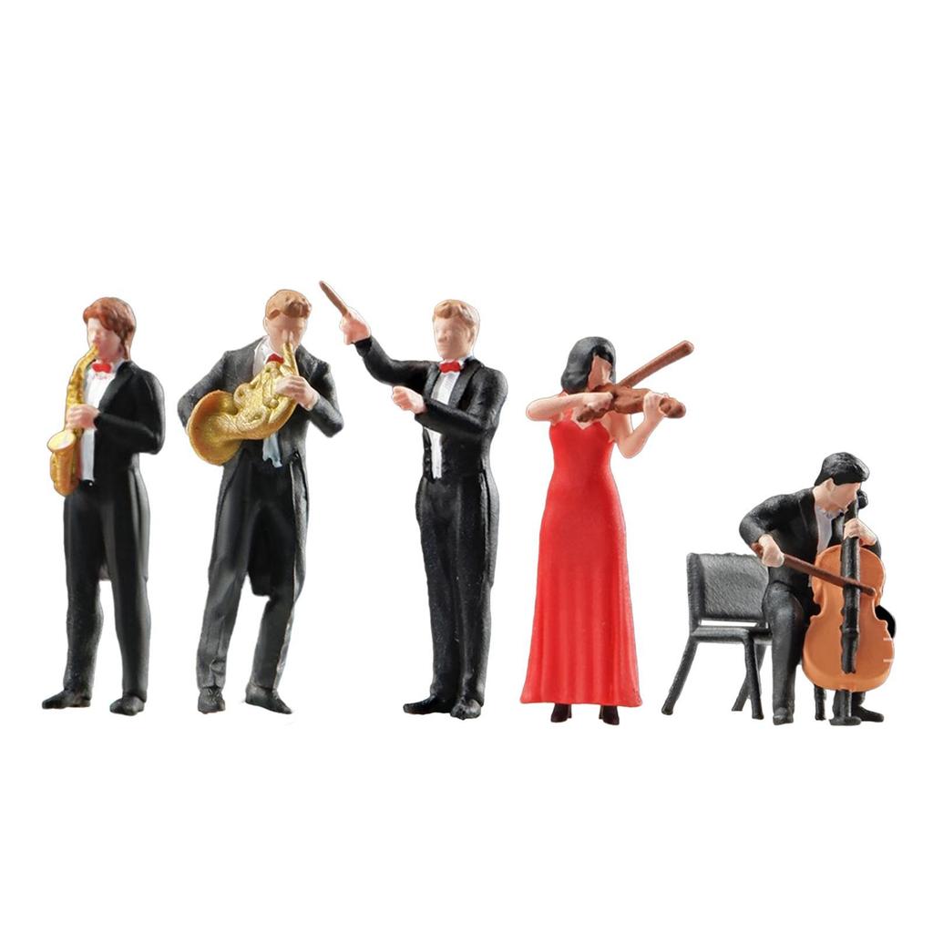1:64 Scale Band Figurine Resin Sand Table Layout Decoration for Miniature Scene Train Station Layout Micro Landscape Sand Table