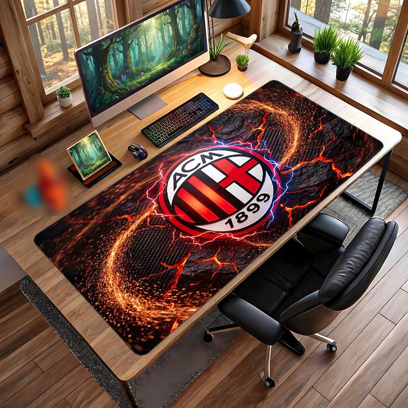Tappetino per Mouse Grande Stampato AC Milan, Tappetino Morbido in Gomma Antiscivolo per Scrivania da Gioco per Ufficio Laptop Computer Decorazione