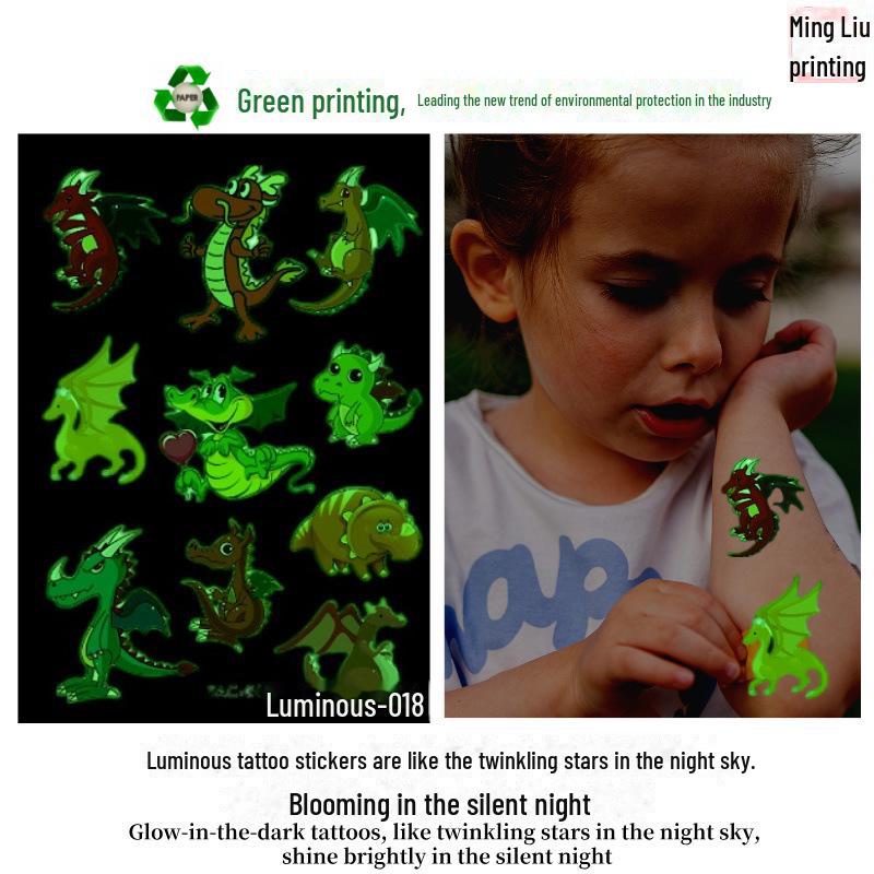 Children's Halloween Pumpkin Glow-in-the-Dark Cartoon Temporary Tattoo Stickers