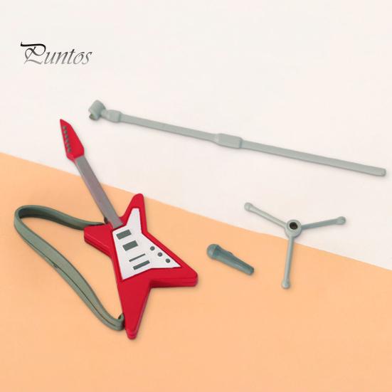 

1 комплект 1:12 кукольных игрушек, устойчивая к царапинам, реалистичная имитация прозрачной текстуры, кукольный домик, электрическая гитара, подставка для микрофона, микропейзажная поставка