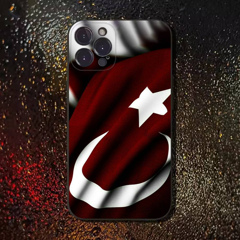 Turkey Turkish Flag Phone Case For iPhone 17,16,15,14,13,12,11 Plus,Pro Max,XS,X,XR,SE,Mini,8,7,Soft Silicone Black Cover