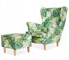 ARI PRINT Wing Chair with Footrest Scandinavian Family Furniture Monstera