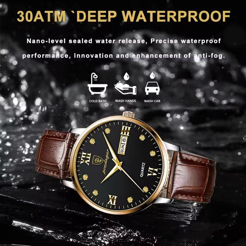 POEDAGAR Luxusní Ležérní Top Značka Obchodní Pánské Hodinky Datum Týden Voděodolné Svítící Kožené Společenské Hodinky Relogio Masculino