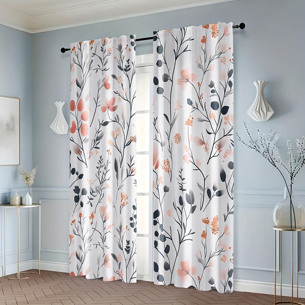 Floral Pattern Curtains Polyester Fabric Suitable Bedroom Living Room Decoration Curtain Elegant Made Of Washable Sitting Ready