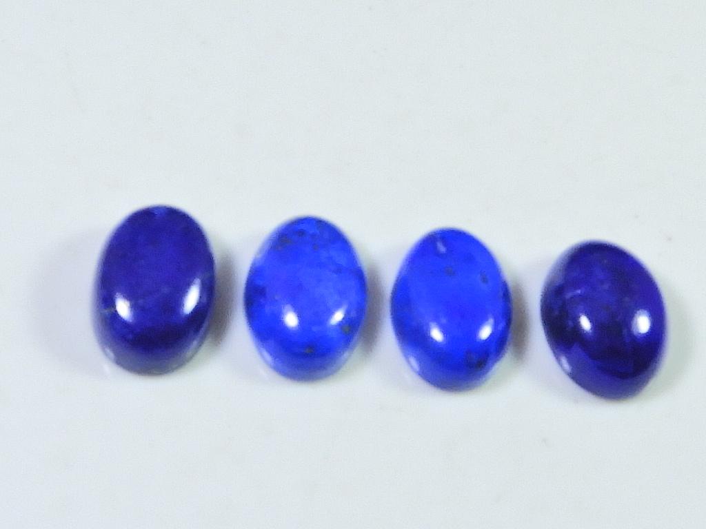26Cts. Natural Lapis Lazuli Oval Cabochon Loose Gemstone 04 Pcs Lot 10X14MM RQ-1852