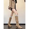 Khaki Maillard boots women's autumn and winter thin thick heel high heel two wear boots knight boots
