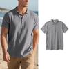 Mens Short Sleeve Linen Loose Casual Collar Polo T Shirt
