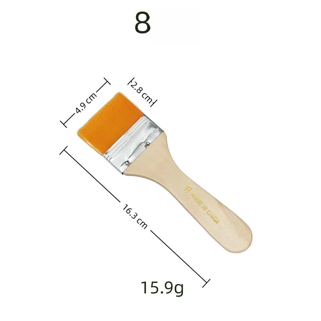 10 Pcs Yellow Nylon Flat Brush Oil Painting Nylon Brush Art Brush Wooden Oil Painting Brush Flat Brush
