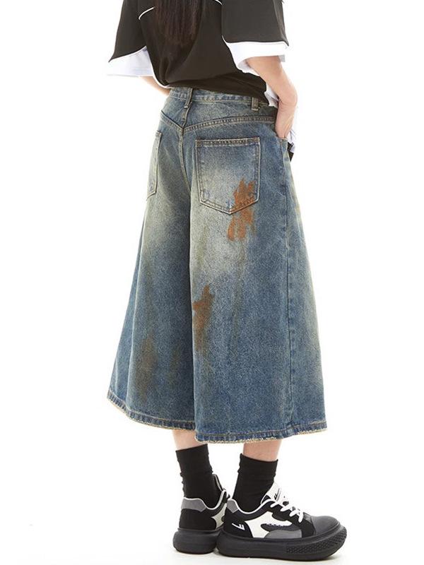 2025 Korean Style Women's High-Quality Wide-Leg Cropped Denim Pants - Trendy Summer Casual Capris