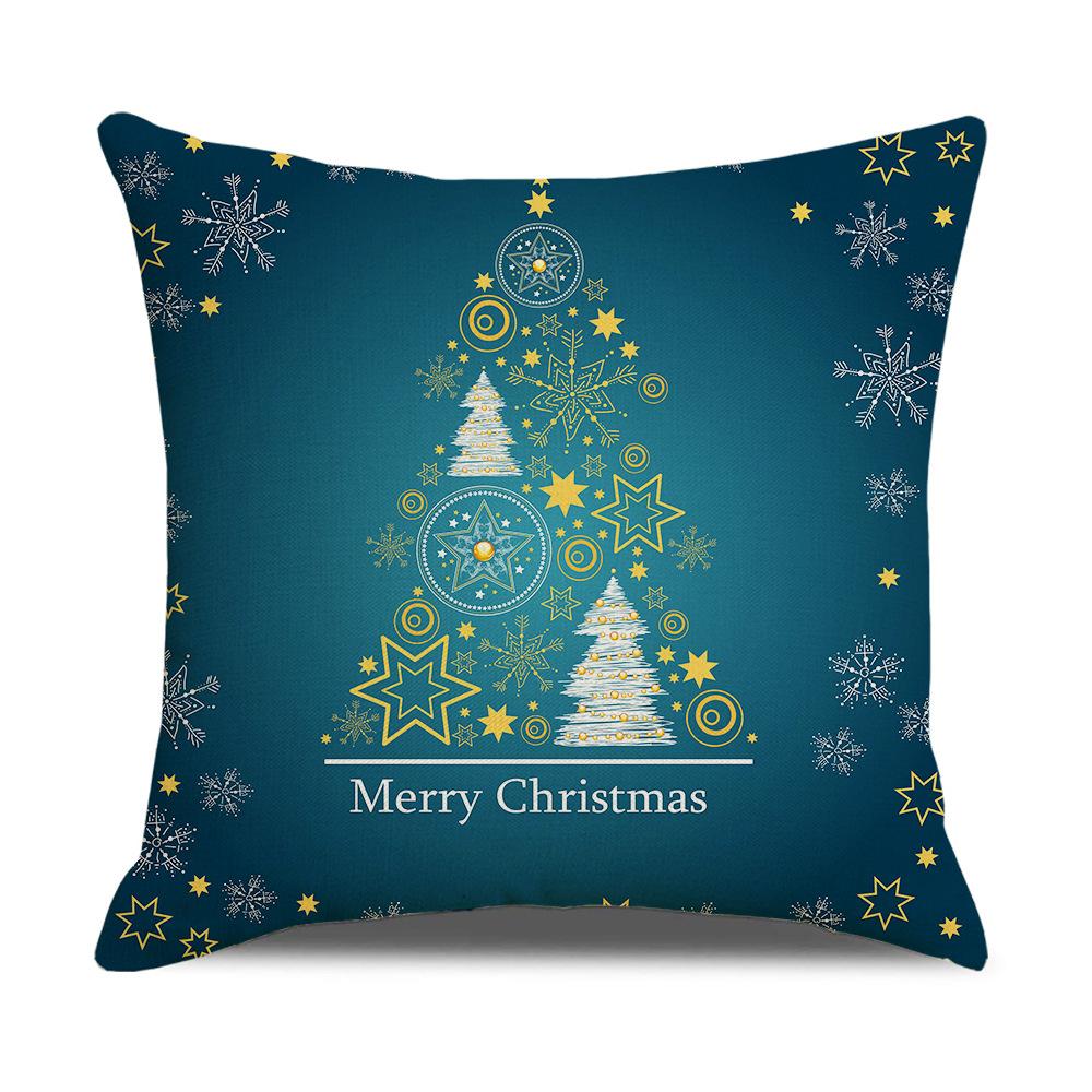 New Home Furnishings Christmas Linen Pillowcase Cartoon Christmas Tree Sofa Cushion Cover Pillow Cover