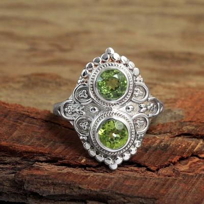 Anillo de Peridoto, Anillo de Piedra Natal de Agosto, Anillo Sólido, Joyería de Plata, Plata de Ley 925, Anillo llamativo