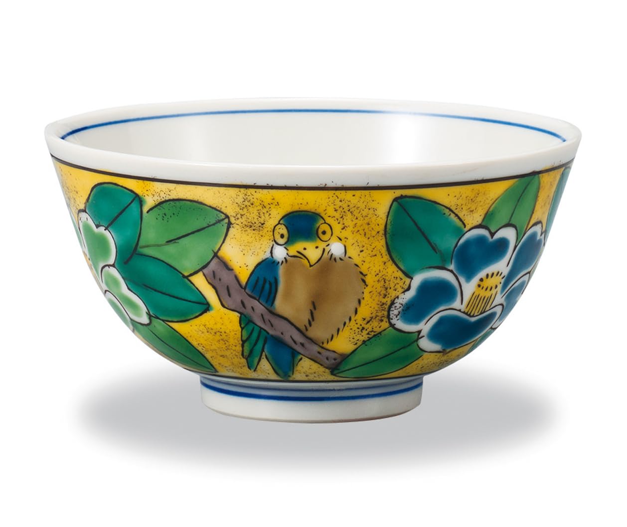 

Kutani ware rice bowl, Yoshidaya-style camellia AP7-0659