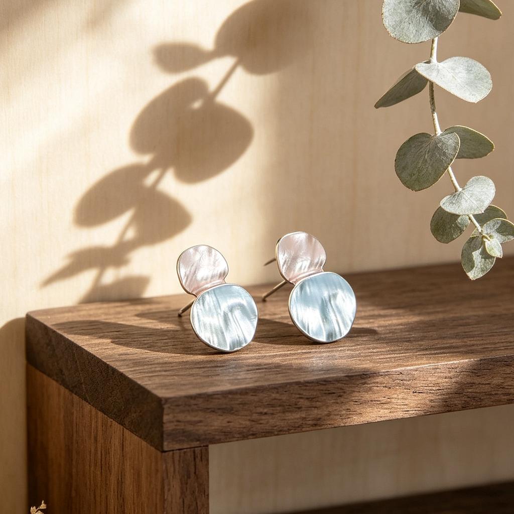 Explosive double round splicing hand-painted enamel color corrugated texture design stud earrings daily versatile personalized earrings