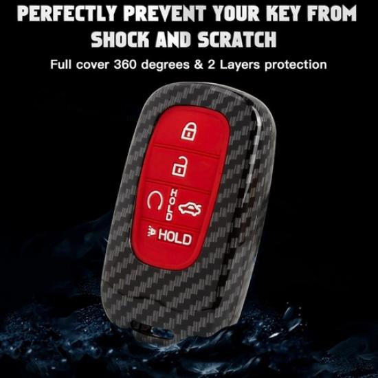 Carbon Fiber Hard ABS Remote Key Case Cover+Keychain For Honda Civic HRV CRV