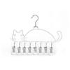 Cat Shape Clothes Drying Rack 8 Clips Capacity Windproof Waterproof Metal Hanger Balcony Sock Drying