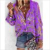 Women's Autumn/Winter Multi-Color Chain Print Stand Collar Long Sleeve Shirt