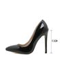 Classic Smooth Black High Heels Women's Shallow Mouth Fine Heels 11.3cm Women's Pointed Banquet Shoes Dress Shoes