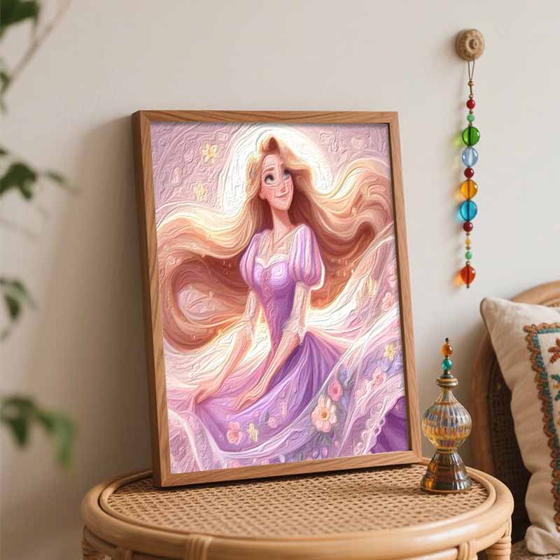 Disney Rapunzel Oil Paint Hand Painting Kit Decoration Classic Style Home Decor Elegant Princess Floral Art DIY Wall Canvas Gift 123