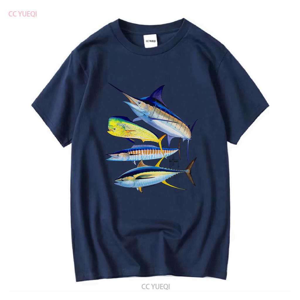 Guy Harvey AFTCO T-Shirt Herren Klein S Blau Angeln Marlin Strand lange oder kurze Ärmel vintage Gewaschen Unisex Dehnbar Mode