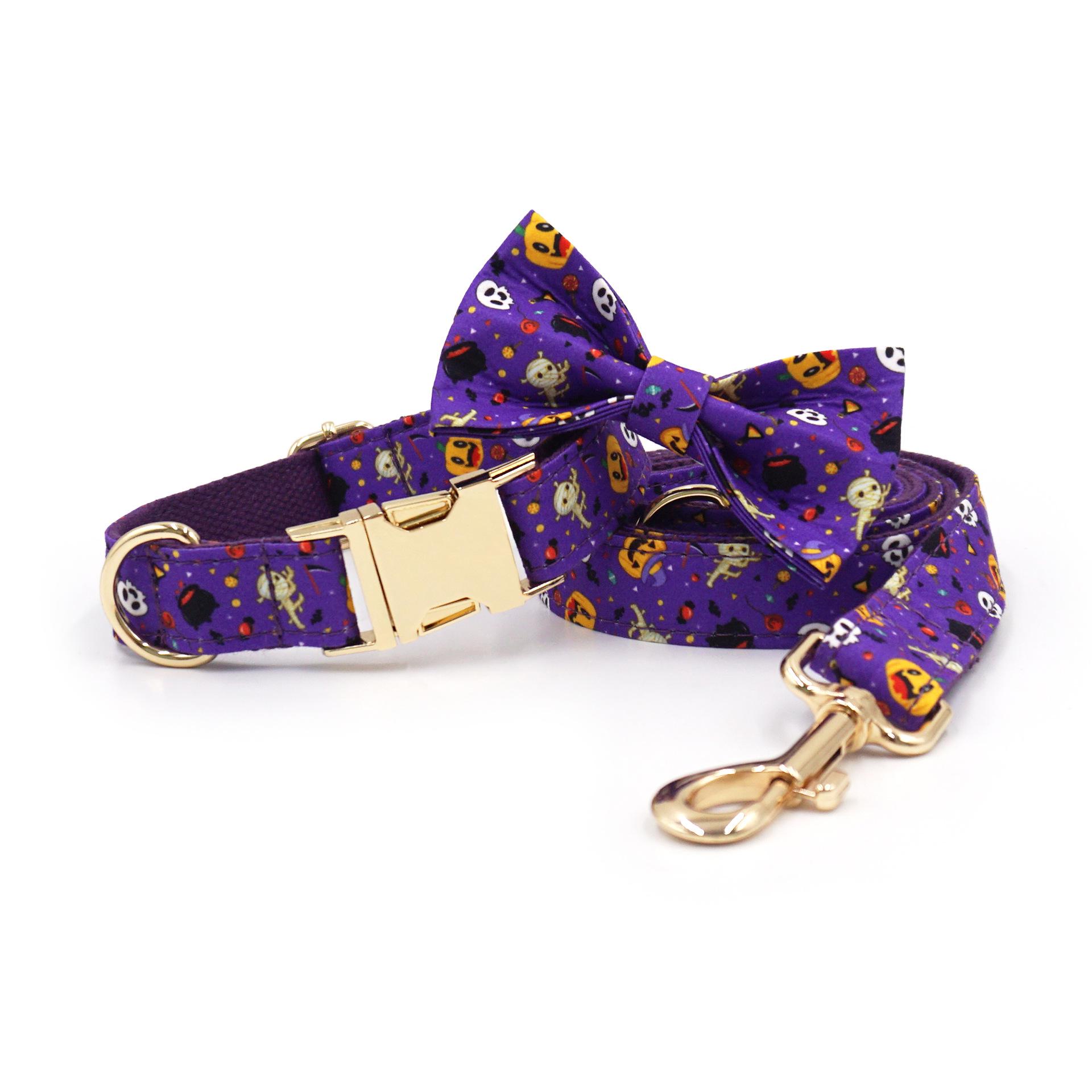 Miha Halloween Dog Collar, Leash & Bow Tie Set - Cute Print